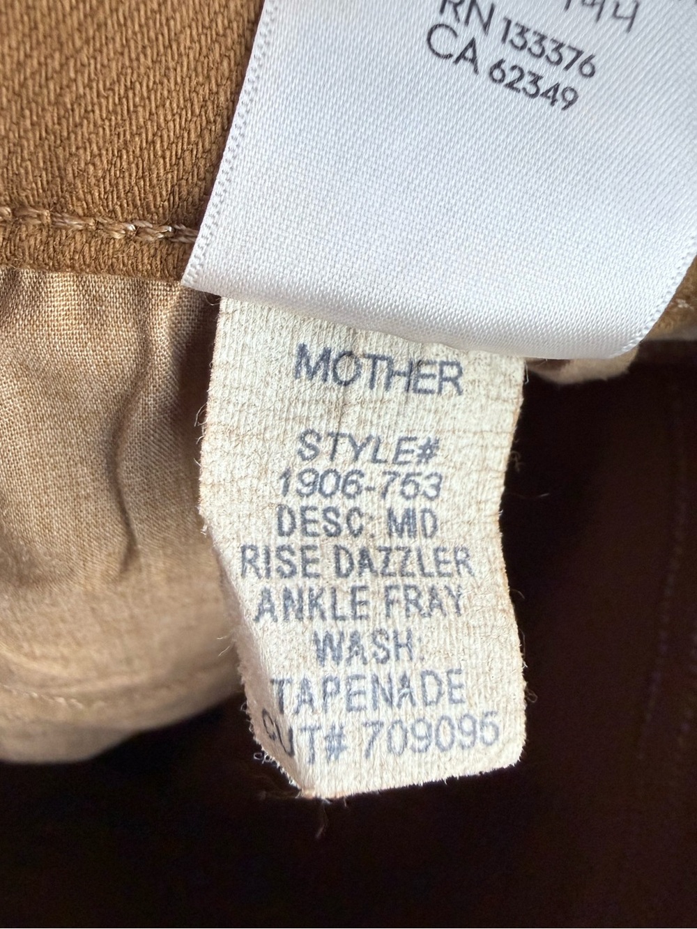 MOTHER Mid Rise Dazzler Ankle Fray Tapenade Brown Olive Jeans 27 NWOT - Picture 11 of 16